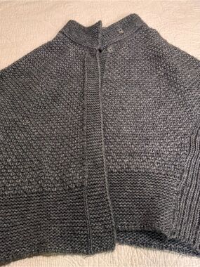 Women's Dark Gray Chunky Knit Zip Cardigan Sweater Wool Alpaca blend
